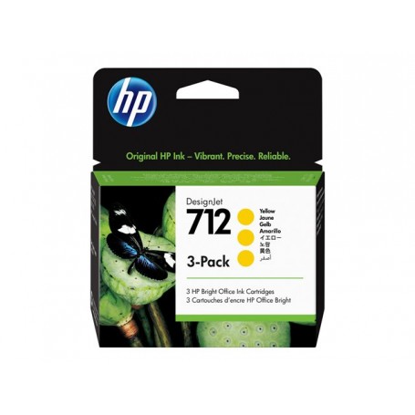 3 Cartucce inchiostro HP giallo 712 29ml 3ED79A