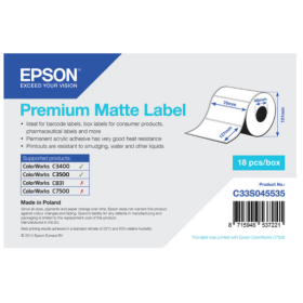 Etichette opache premium Epson - Rotolo fustellato: 76 mm x 127 mm, 265 etichette